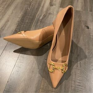 JEFFREY CAMPBELL Happy Hour Nude Natural Leather Pump | Size 8